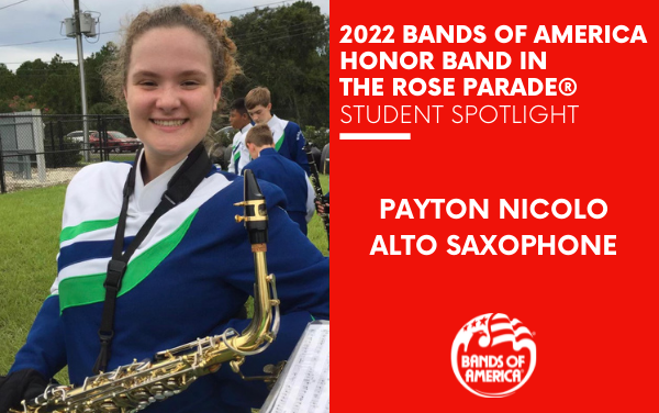 BOA Honor Band in the Rose Parade Student Spotlight: Payton Nicolo