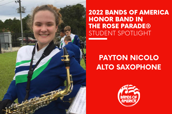 BOA Honor Band in the Rose Parade Student Spotlight: Payton Nicolo