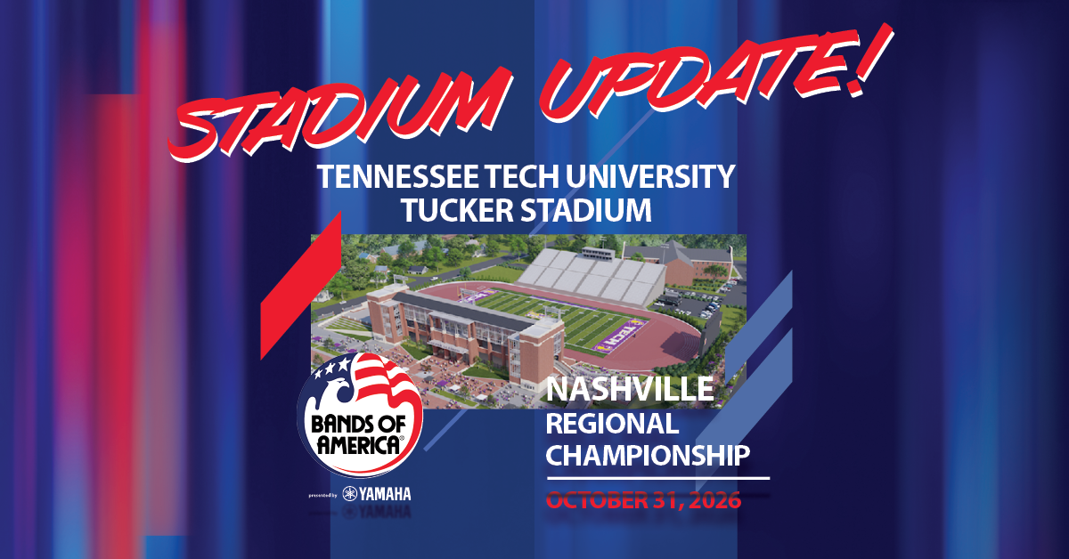 Music for All Announces Venue Change for 2026 Bands of America Nashville Regional Championship